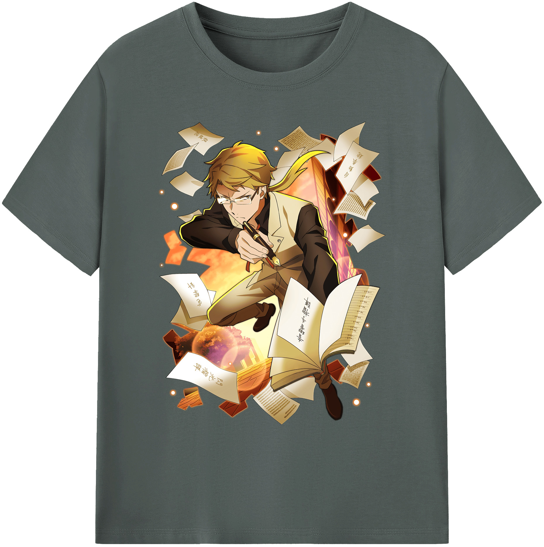 （画像用） 文豪ストレイドッグス Bungo Stray Dogs 綿100％ メンズ半袖Tシャツ｜肌触りやわらか＆通気性
